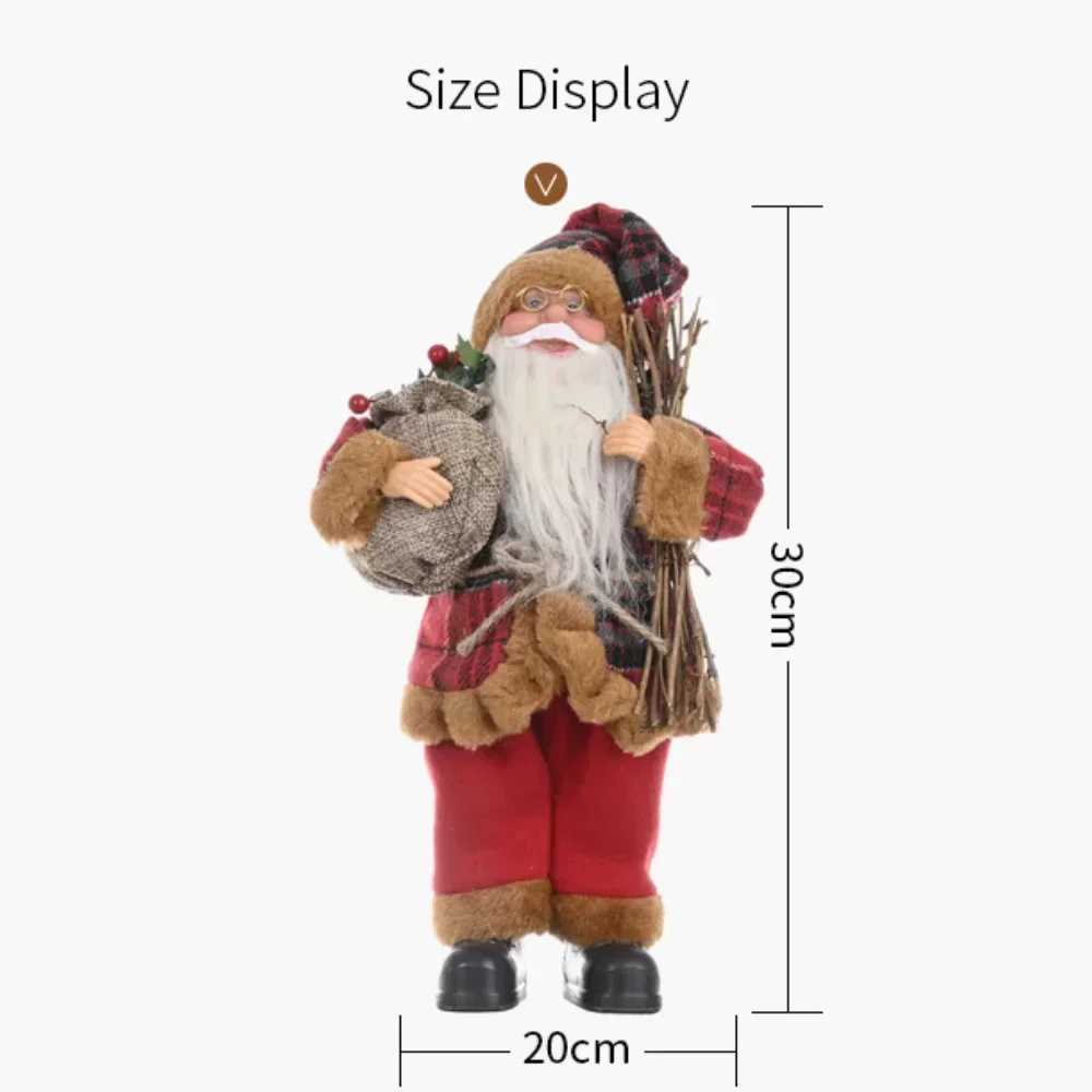 2024 Home Santa Claus Plush Doll Window Supplies 30cm Standing Fairy Garden Gift Christmas Decoration W241008