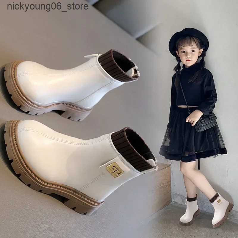 Boots Girls Boots Children Shoe 2024 Autumn Winter New Girls Short Boot Velvet Warm Mid Length Boot Girl Boot Girls Shoes Botas Nia L240910