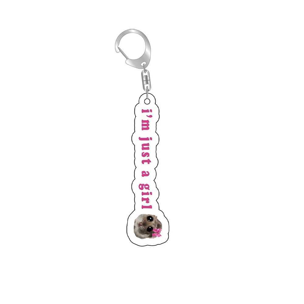 Acrylic Pink Bow Cute Sand Hamster Key Chain Keychains Ring Funny Pendant For Bag Accessories Jewelry Fans Gift Photo DecorationX241008
