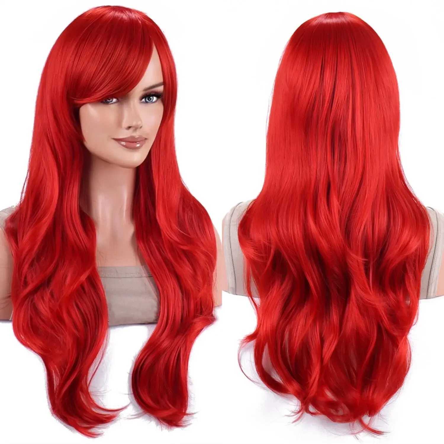 Long Red Curly Body Wave Wig Probeauty Mermaid Wig Halloween Cosplay Costume Wig for Women Fashion Wig for Daily PartyXJ241008