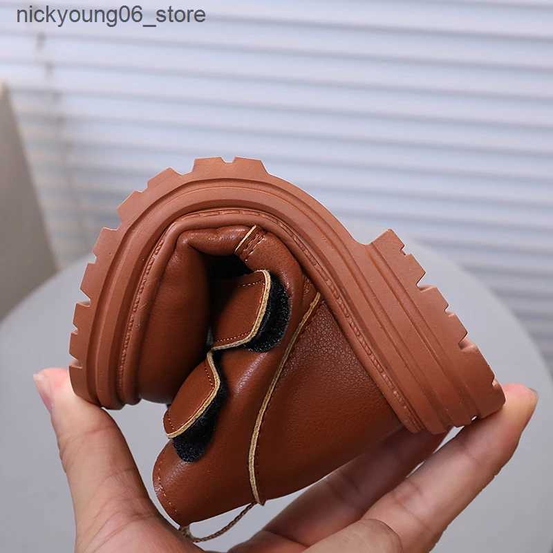 Boots Autumn Winter Boys Girls Boots British Style Children Leather Boots Outdoor Non-slip Soft Bottom Kids Casual Shoes Size 21-30 L240910