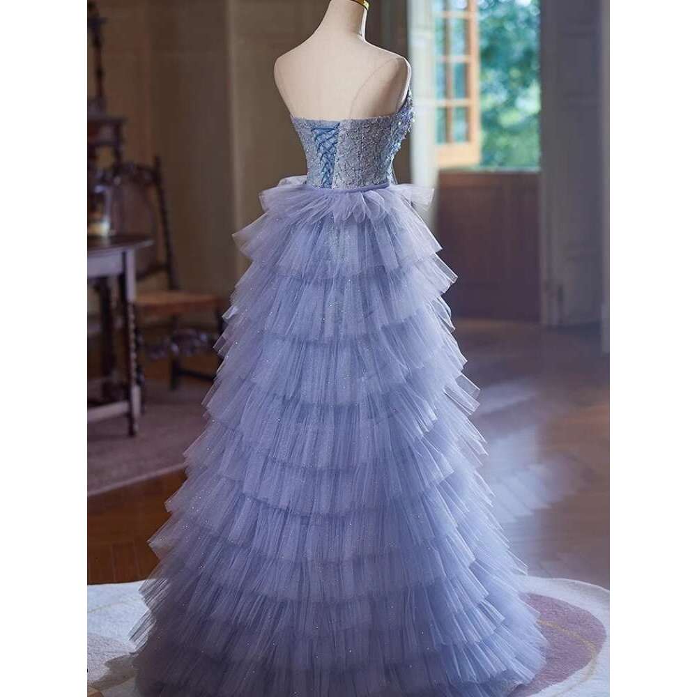 Real Picture Mexican Mermaid Formal Evening Dresses Strapless Beads iered Train Women Wedding Party Dress Prom Pageant Gown 2025