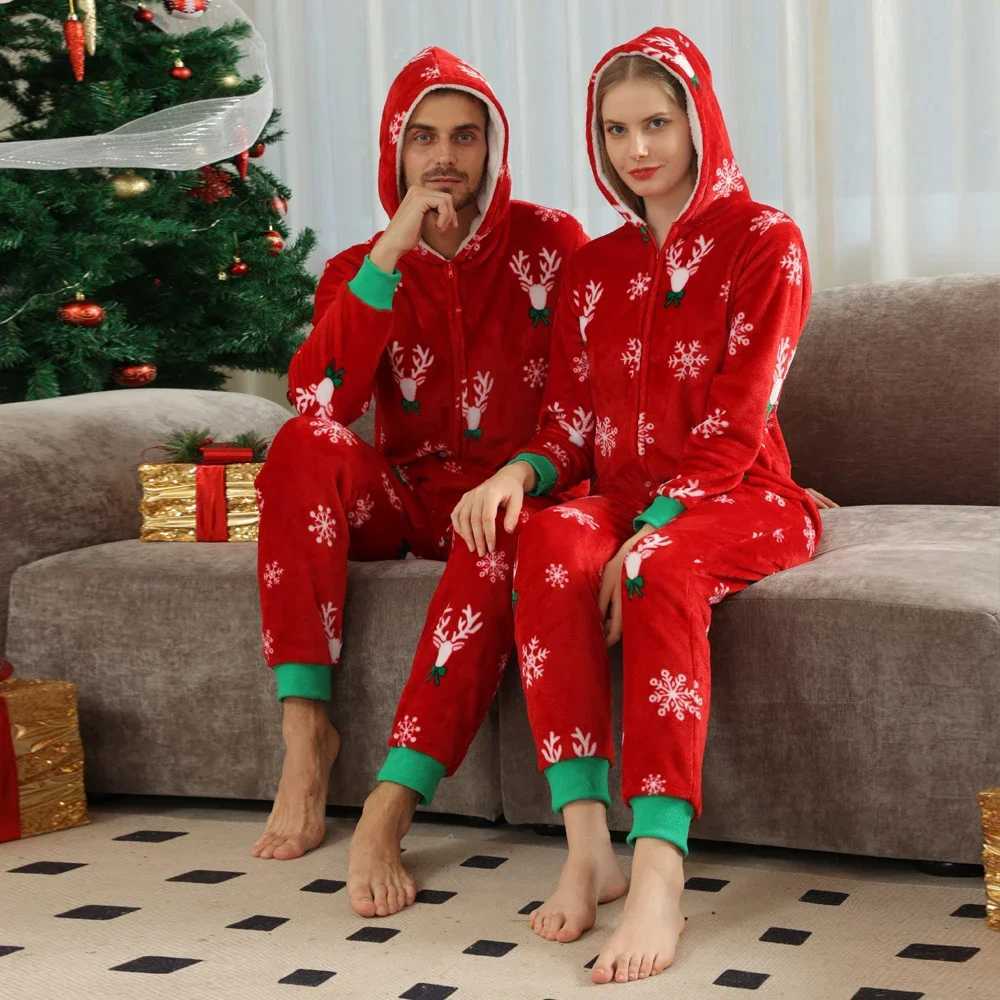 Family cartoon printing cute pajamas flannel thick warm clothing set for parents and children matching set Christmas pajamas W241008