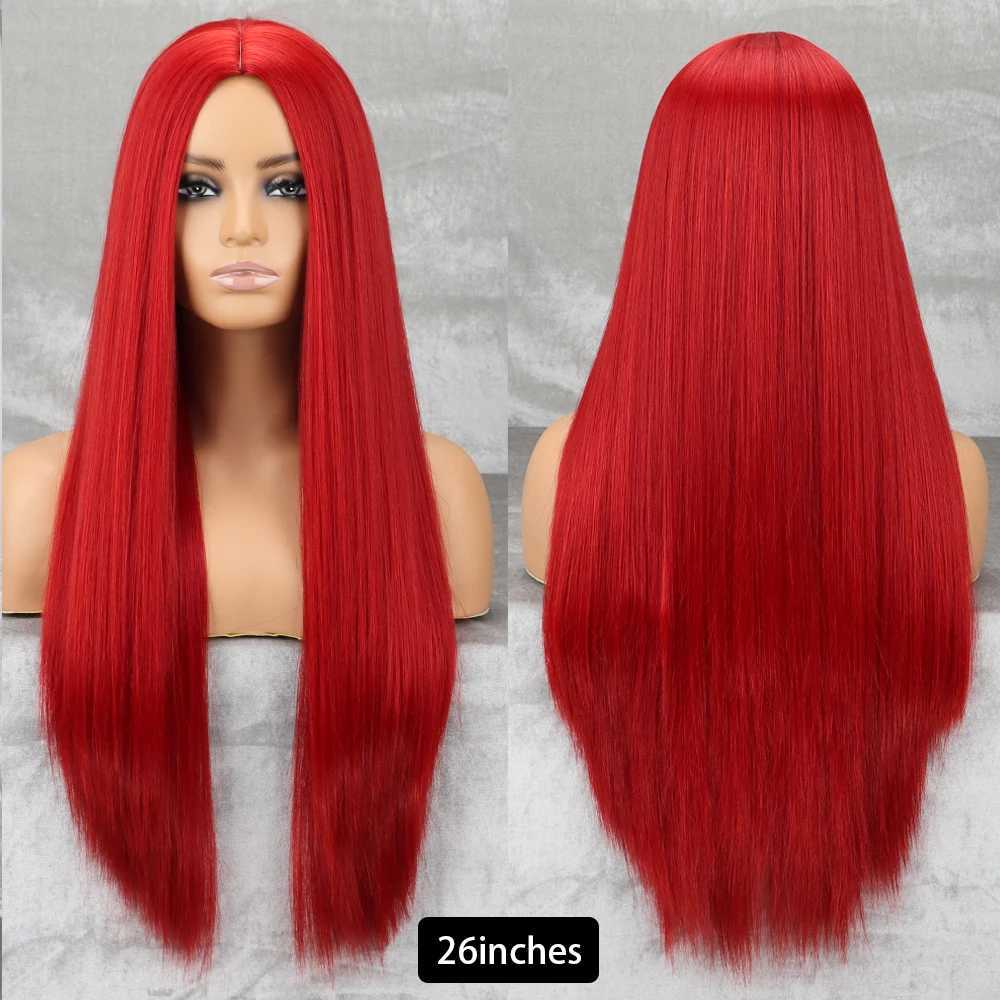 Long Synthetic Red Wig Straight Middlepart Cosplay Wig For Girls Sally Red Dress Up Wig For Party Wig For Halloween WigXJ241008