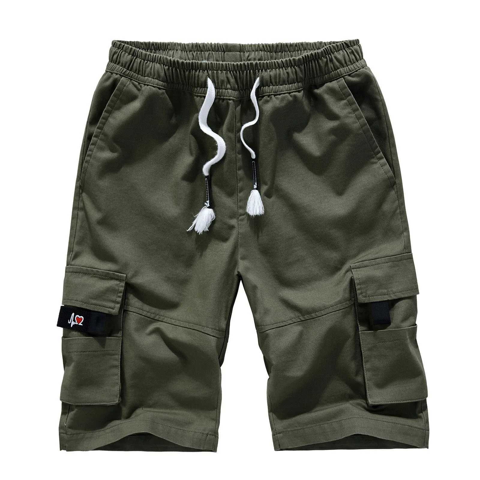 Mens denim bag mens cargo shorts large cotton pocket casual pants casual Korean reviews many summer clothingW240713