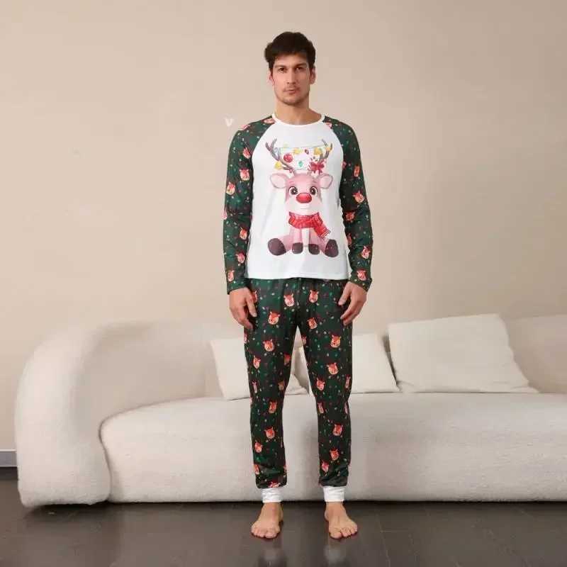 Christmas Gift Cartoon Elk Printing Mother Father Children Matching Clothing Family Christmas Pajama Set Baby Boys and Girls Clothing Soft Pajamas W24