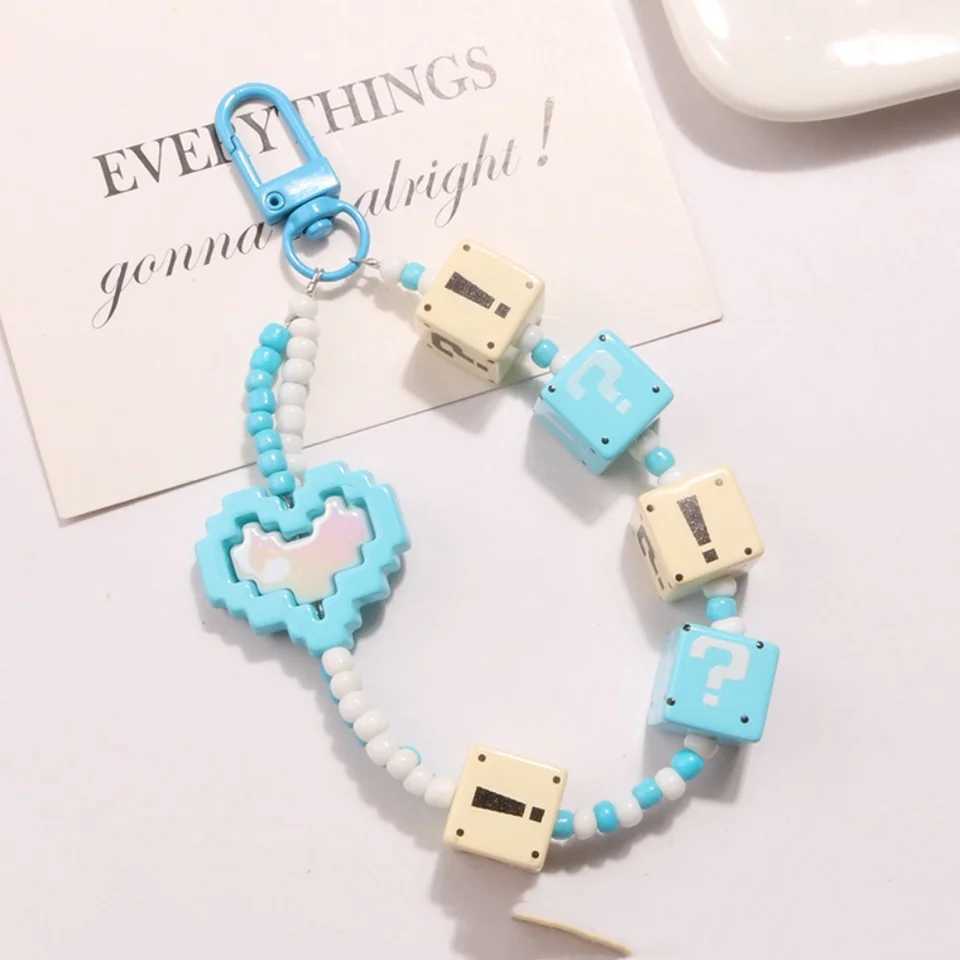 Earphone Cover Decoration Question Mark Building Block Keychain Solid Color Bag Decoration Colorful Rice Bead AccessoriesX241008