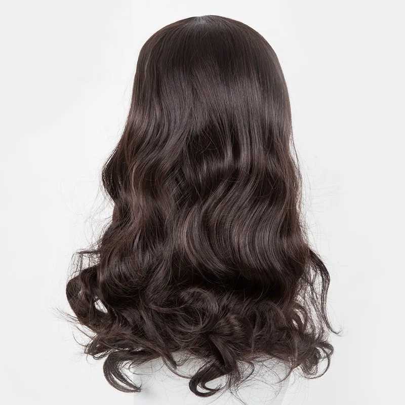 Carnival Wig Fei-Show Synthetic Heat Resistant Medium Dark Brown Middle Part Line Curly Hair Costume Cosplay Halloween HairpieceXJ241008