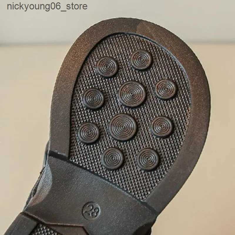 Boots Autumn Winter Bow Girls Princess Boots PU Leather Warm Soft Kids Fashion Boots Plush Hook Loop Non Slip Children Ankle Shoes L240910