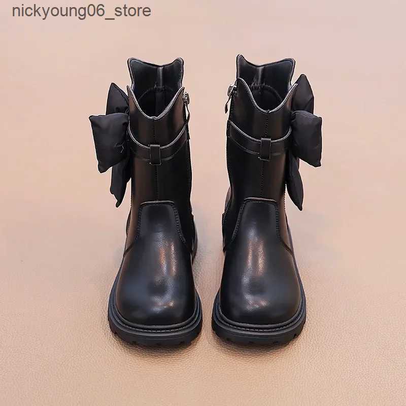 Boots Winter Kids Fashion Boots Sweet Chic Girls Causal Princess Mid-calf Boots Fashion Warm Versatile Children Cotton Boots Non-slip L240910