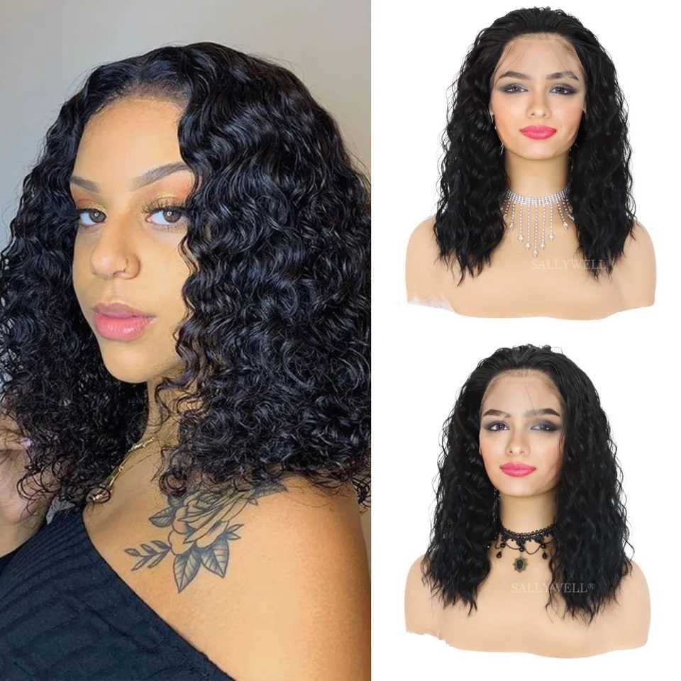 Deep Curly Short Bob Wig Heat-Resistant Glueless Synthetic Wig Deep Wave 13*3 Lace Front Wig Pre Plucked Natural HairlineXJ241008