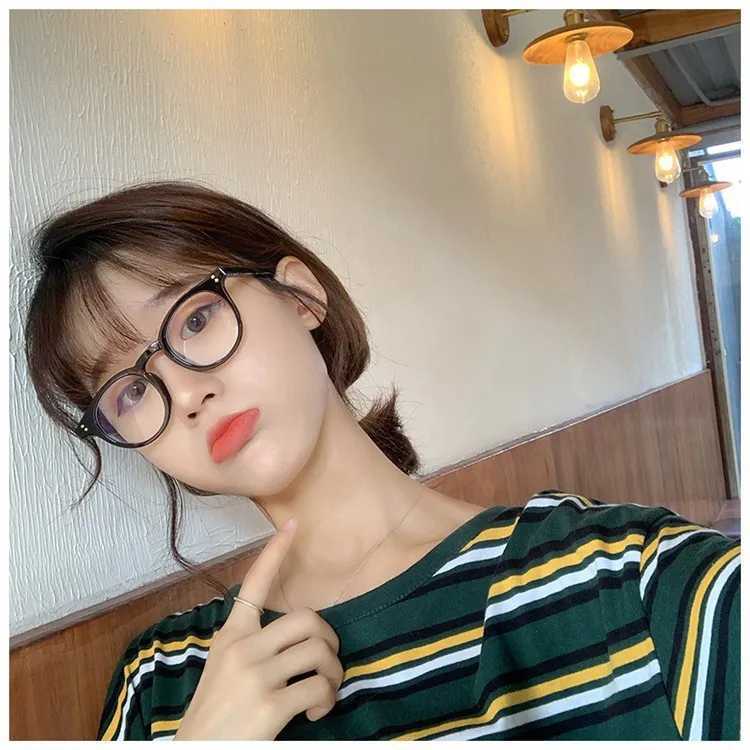 2021 fashion New transparent point Plain glasses PC plain glass spectacles vintage eyeglass round frame glassesX241008