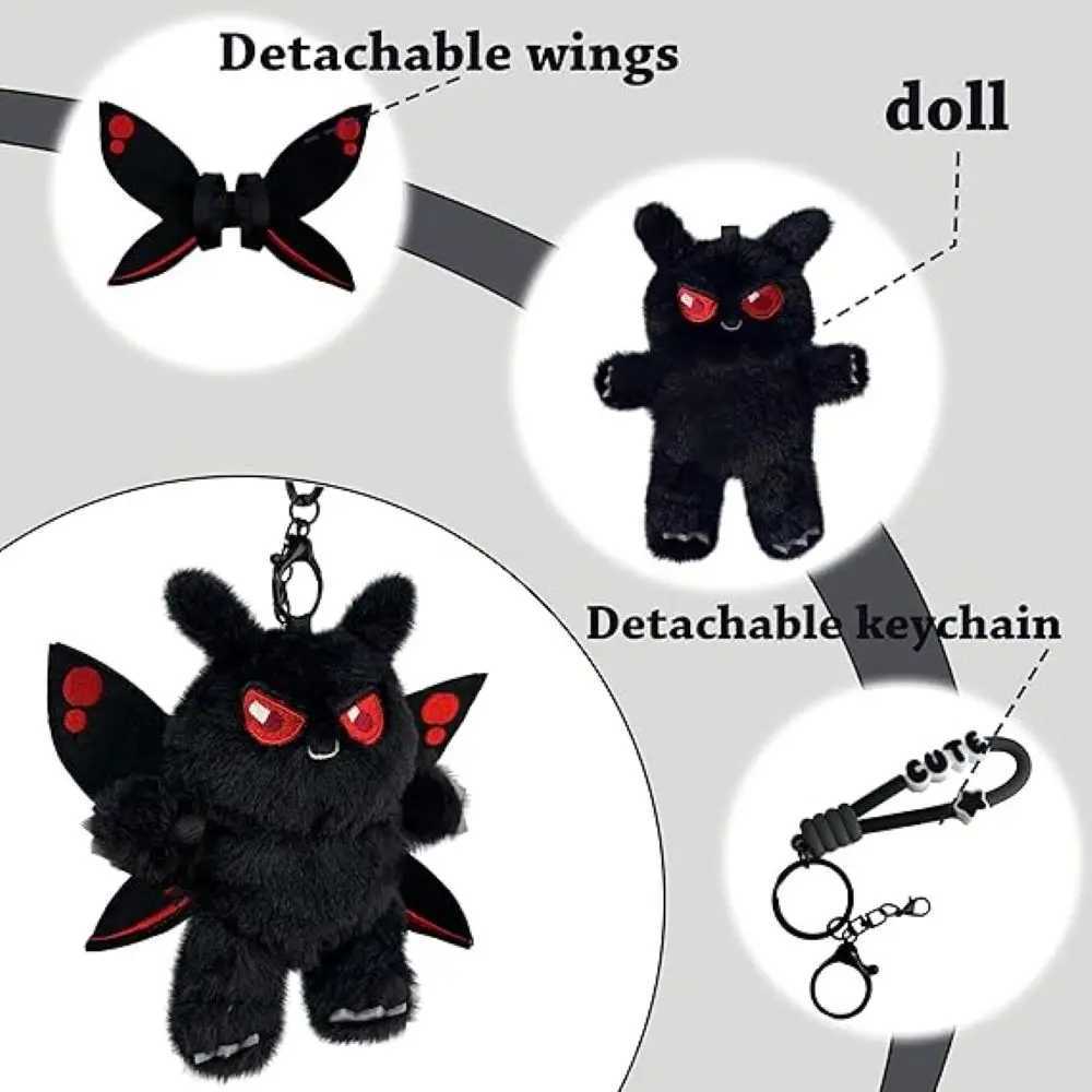 Kawaii Halloween Black Bear with Wings Plush Doll Keychain Pendant Creative Room Decorations Plush Toys Children Birthday GiftsX241008