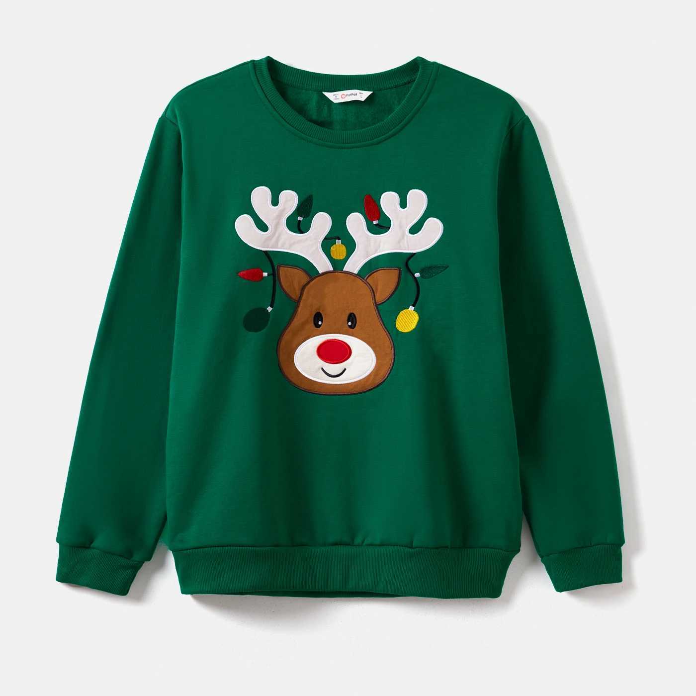 Christmas Deer Embroidered Long Sleeve Family Match Sweatshirt W241008