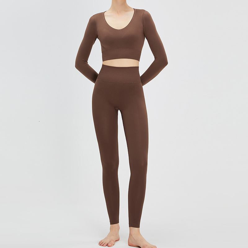 V-neck sexy yoga peach hip lifting exercise set, women's color outdoor fitness two-piece set
