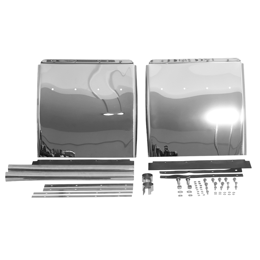Semi-Truck Quarter Fender Protection System with Triangular Stainless Steel Mounting Brackets - Set of Two