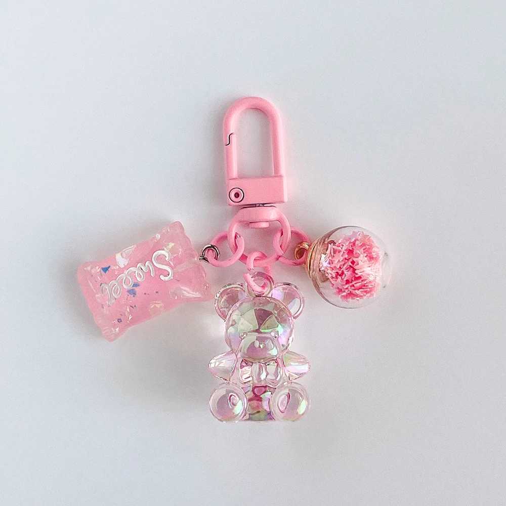 Acrylic Bear Keychain with Sugar Star Charms Backpack Diy Decoration Cute Animal Key Chains Gift for Women GirlsX241008