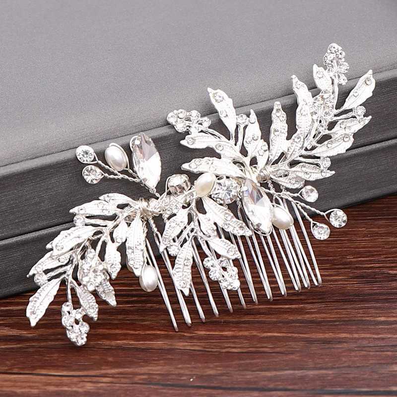 Wedding hair comb bride hair accessories womens hair jewelry silver pearl water drill bit jewelry womens accessories W241007