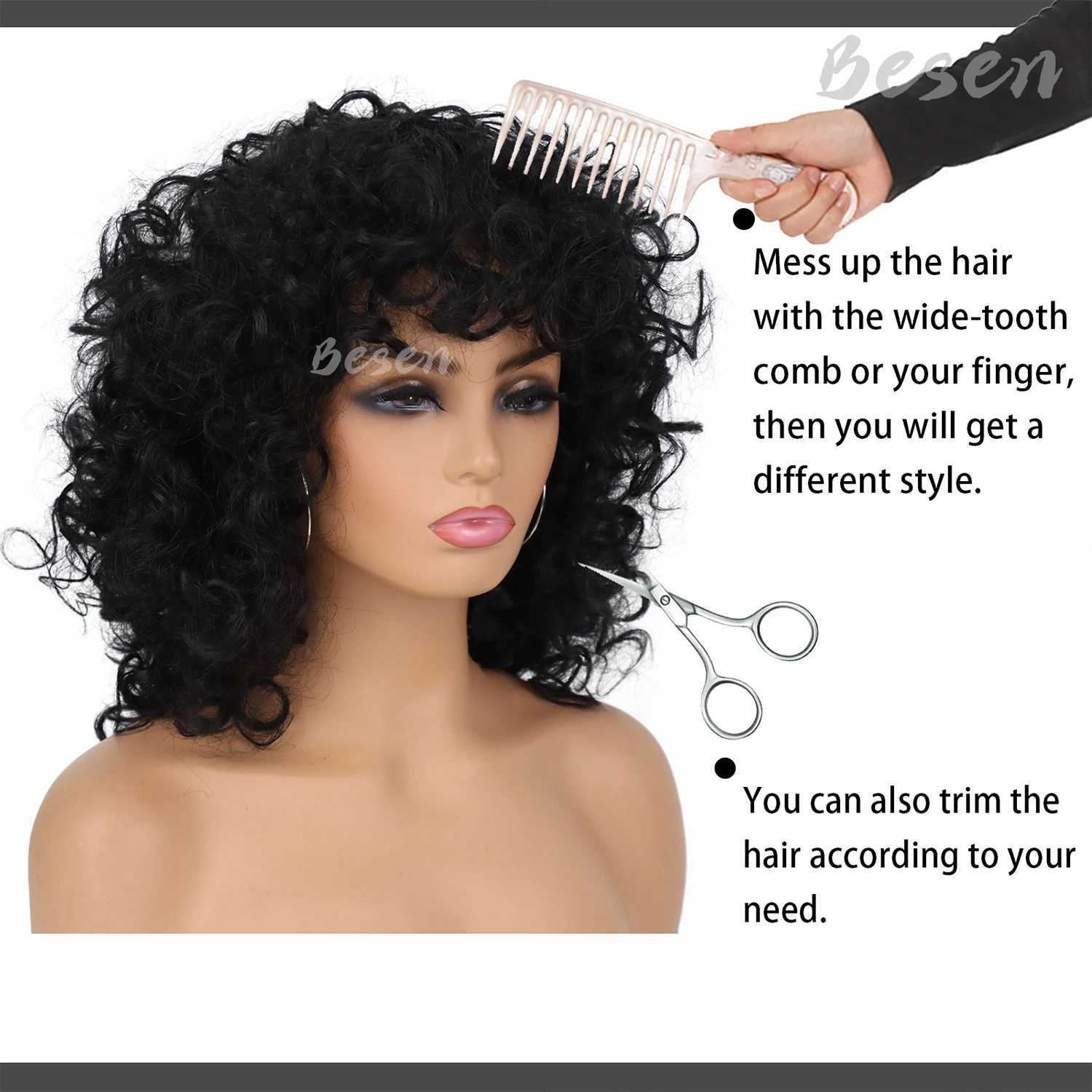 Synthetic Short Loose Curly Wigs for Black Women Afro Curly Wig for Women Fluffy Natural Wigs Half Wigs Soft Hair Black WigsXJ241008