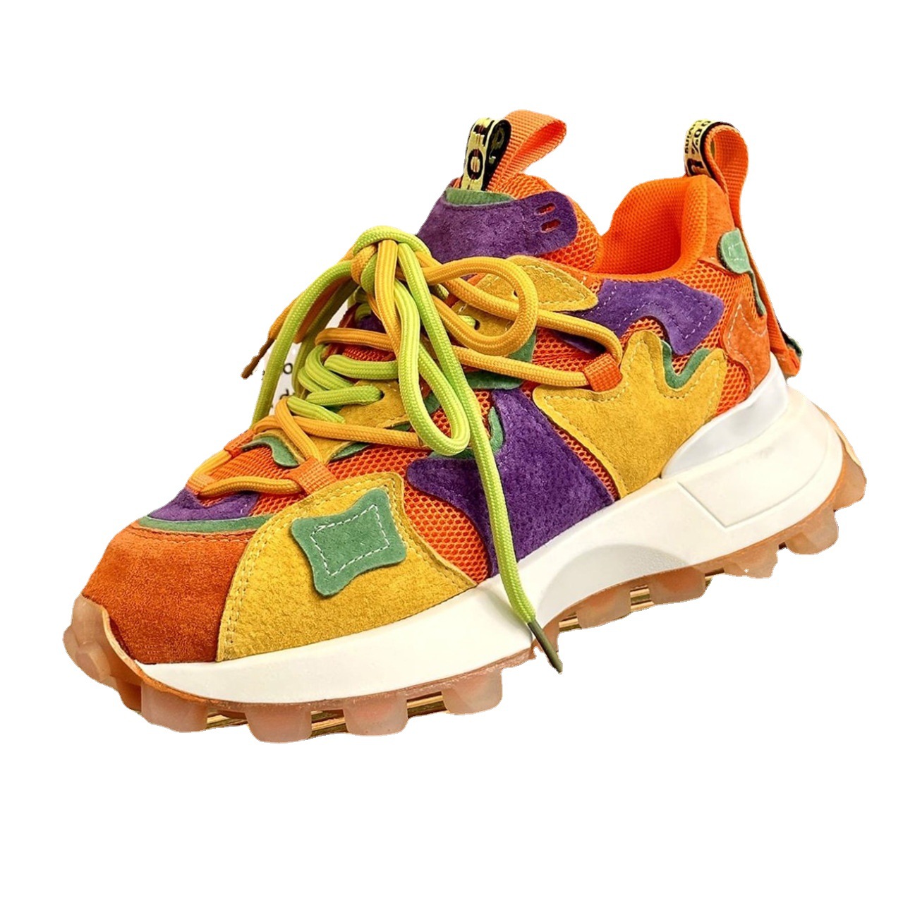 Women's 2024 Autumn New Thick soled Color blocked Casual Sports Shoes