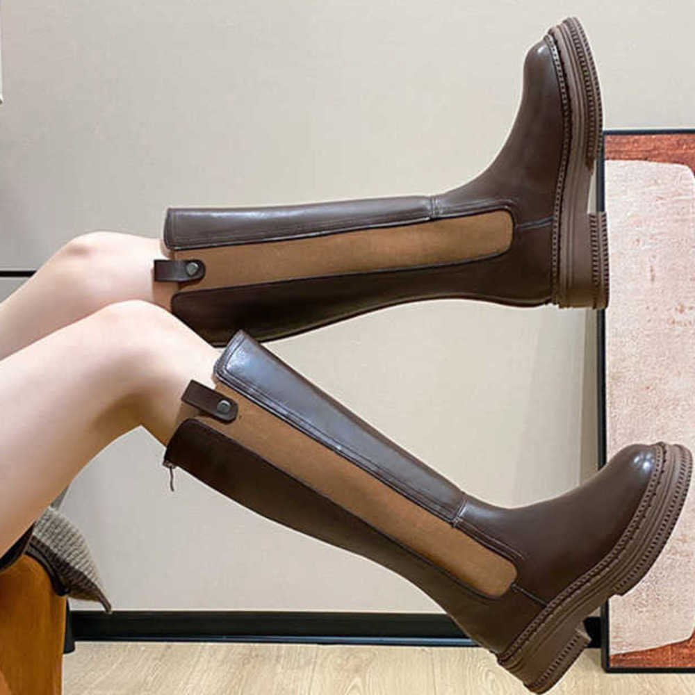 Long Martin Boots For Women Spring And Autumn Slim Long Boots With Fat Legs Mm Knight Boots With Thick Legs High Leg Womens Boots 240826