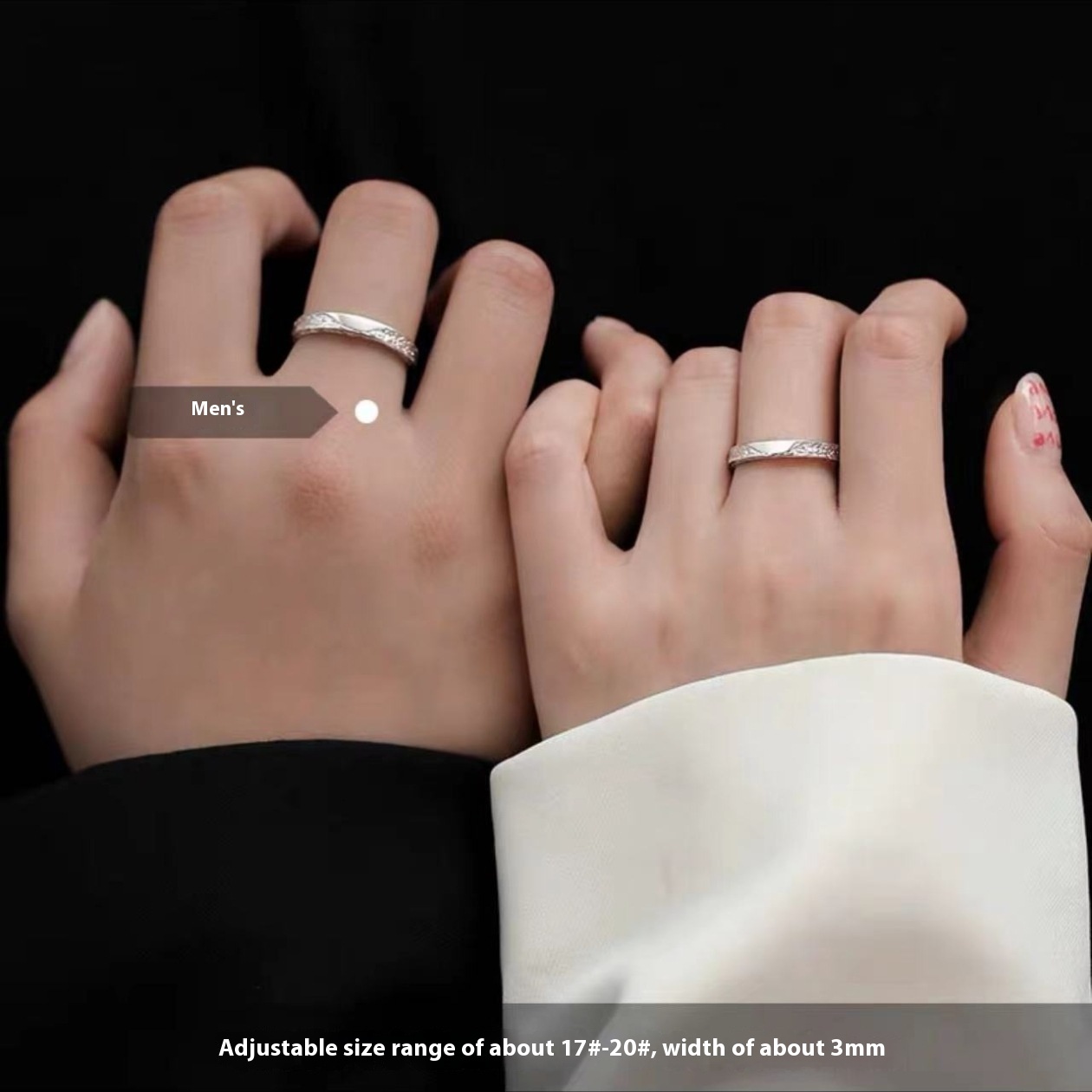 light luxury plain index finger ring, niche men's and women's tail rings, open mouth couple ring