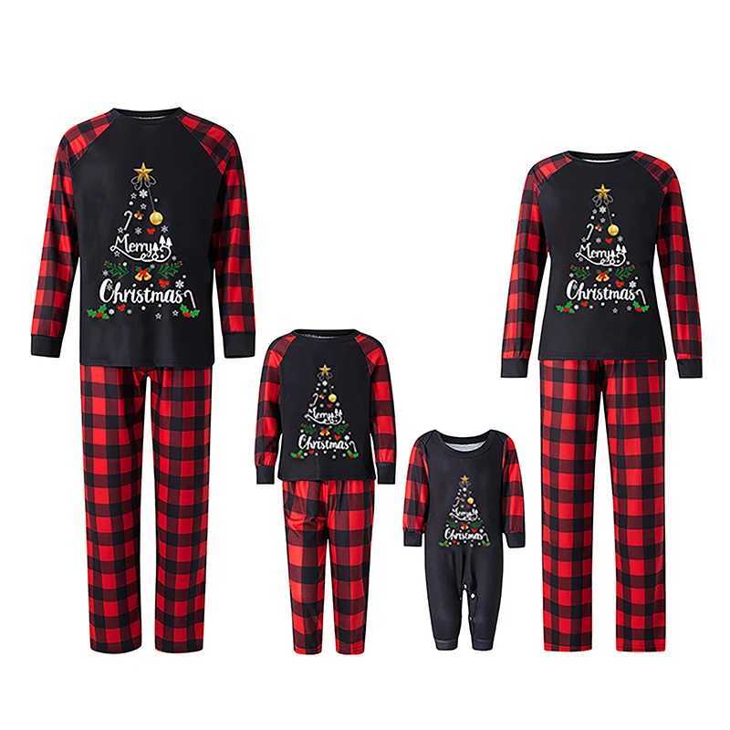 Blotona 2023 Christmas Family Pajama Set Long Sleeve Letter Printed T-shirt Flat Pants Pajama Lounge W241008