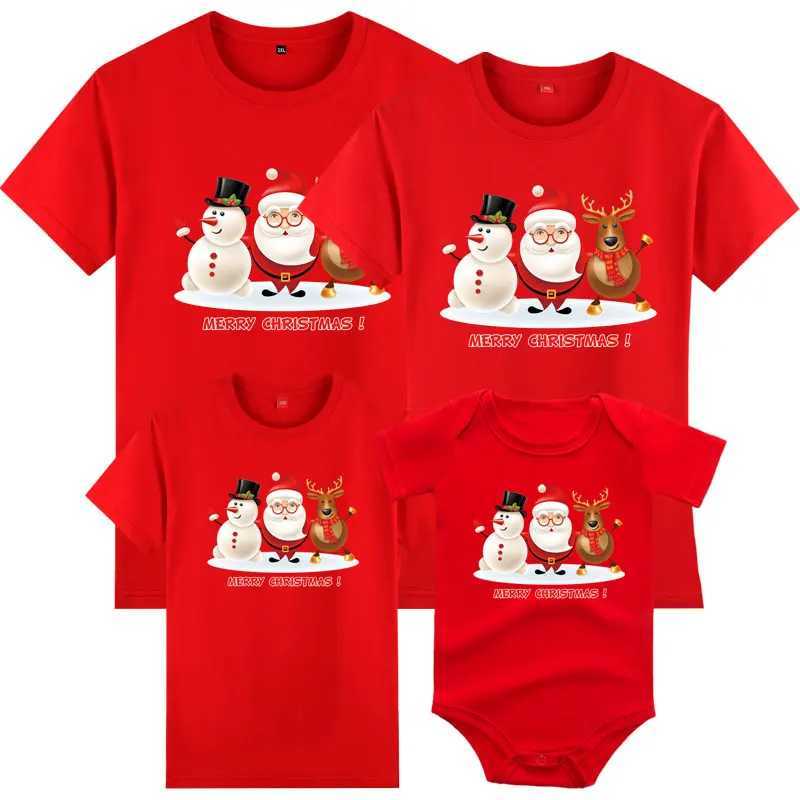 Christmas Clothes Family Matching Outfits Christmas Family Outfit Deer Santa Mother Kids Christmas T-shirt Mommy Daddy Baby Romper W241008