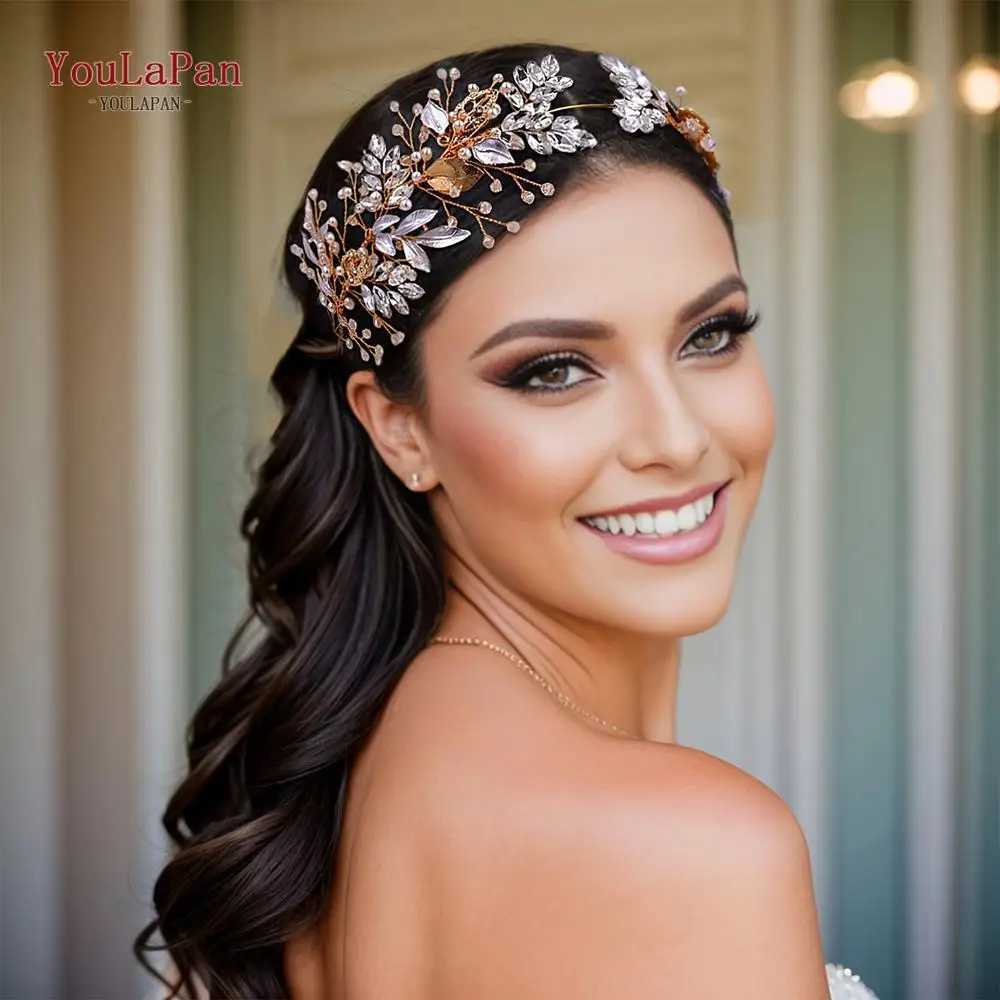 YouLaPan Crystal Bridal Headband Alloy Leaf Headband Used for Bridal Wedding Hair Accessories Tiara Princess Peggy Ann Headband HP272 W241007