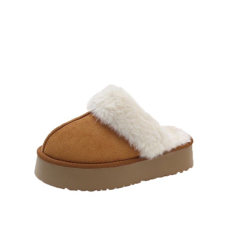 Slippers Winter Women Fur Warm Boots Platform Flip ps New Short Plush Flats Home Cotton Shoes Suede Mules Ladies BootsL483