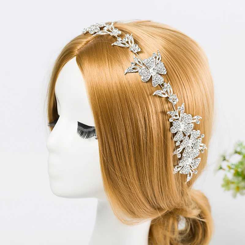 Bridal Wedding Tiaras Silver Plated Flexible Crystal Water Diamond Flower Vine Female Wedding Accessories W241007