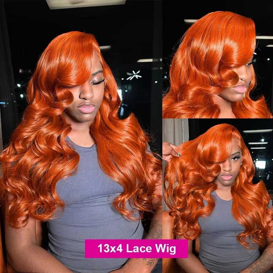 180 Density Ginger Orange Loose Wave 13x4 HD Lace Frontal Human Remy Hair Colored Body Wave 13x6 Lace Front Wig For Black WomenXJ241008