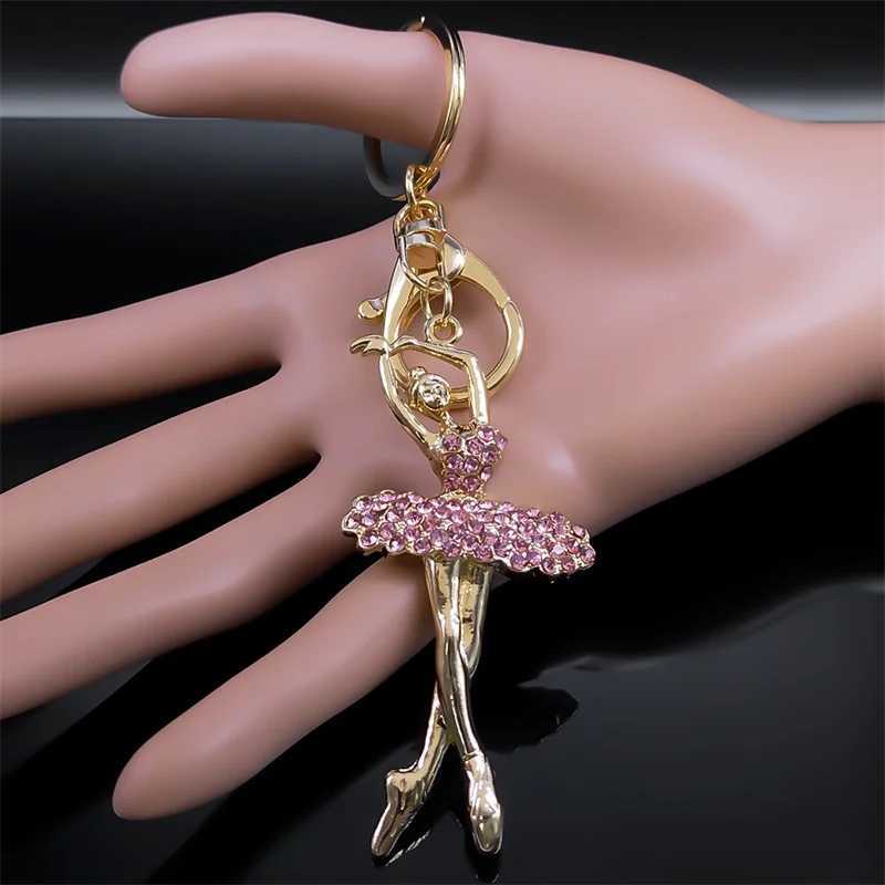 Ballet Dancer Keychain Pink Rhinestone Ballerina Key Chains Souvenir Gifts for Women Girls Jewelry Gift llaveros K9232S01X241008