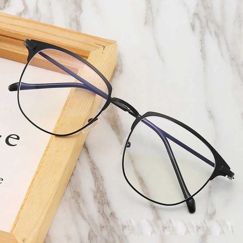 Unisex Retro Fashion Finished Myopia Glasses Half Frame Blue Light Blocking Eyewear for Men Women Nearsighted Minus DioptersX241008