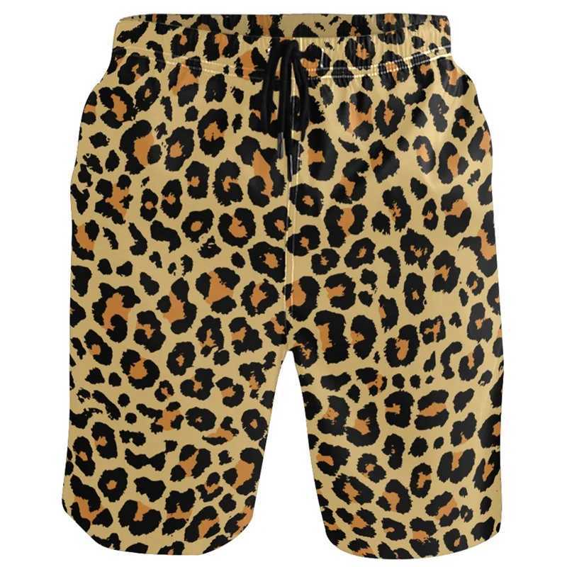 Fashion Leopard 3D Printed Shorts Summer Mens Swimming Shorts Quick Drying Yukata Holiday Beach Shorts Casual Board ShortsW240713