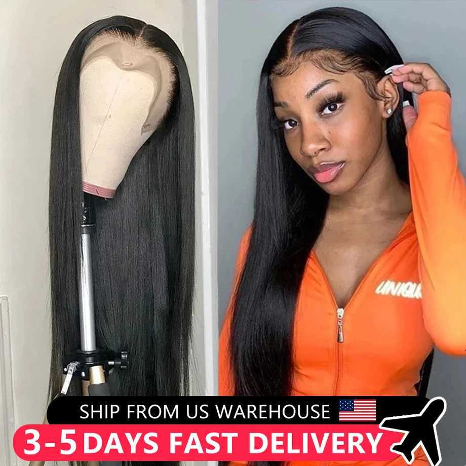 Lace Frontal Wig Brazilian Bone Straight 13x4 13x6 Transparent HD Lace Front Human Hair Wigs 32Inch For Black Women Pre PluckedXJ241008