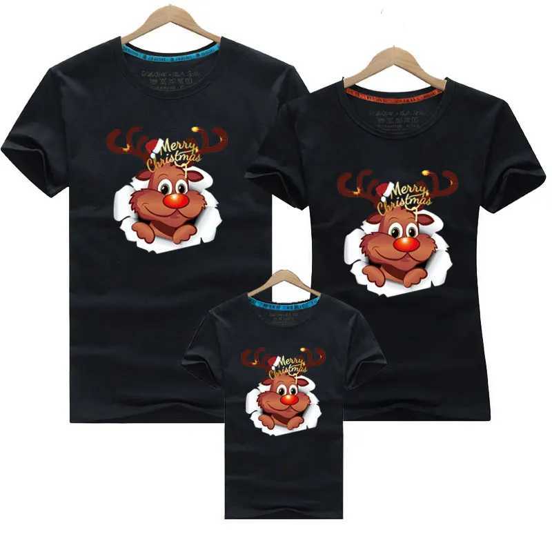2020 Christmas Deer Dad Mom Baby Family Set Family Appearance Christmas Family Matching Clothing Mother Daughter Father Son T-shirt W241008