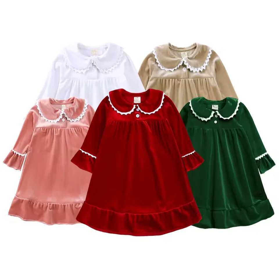 2024 Christmas Clothing Childrens Girls Dress Checkered Striped Printed Velvet Lounge Clothing Childrens Family Matching Christmas Pajamas Customized 