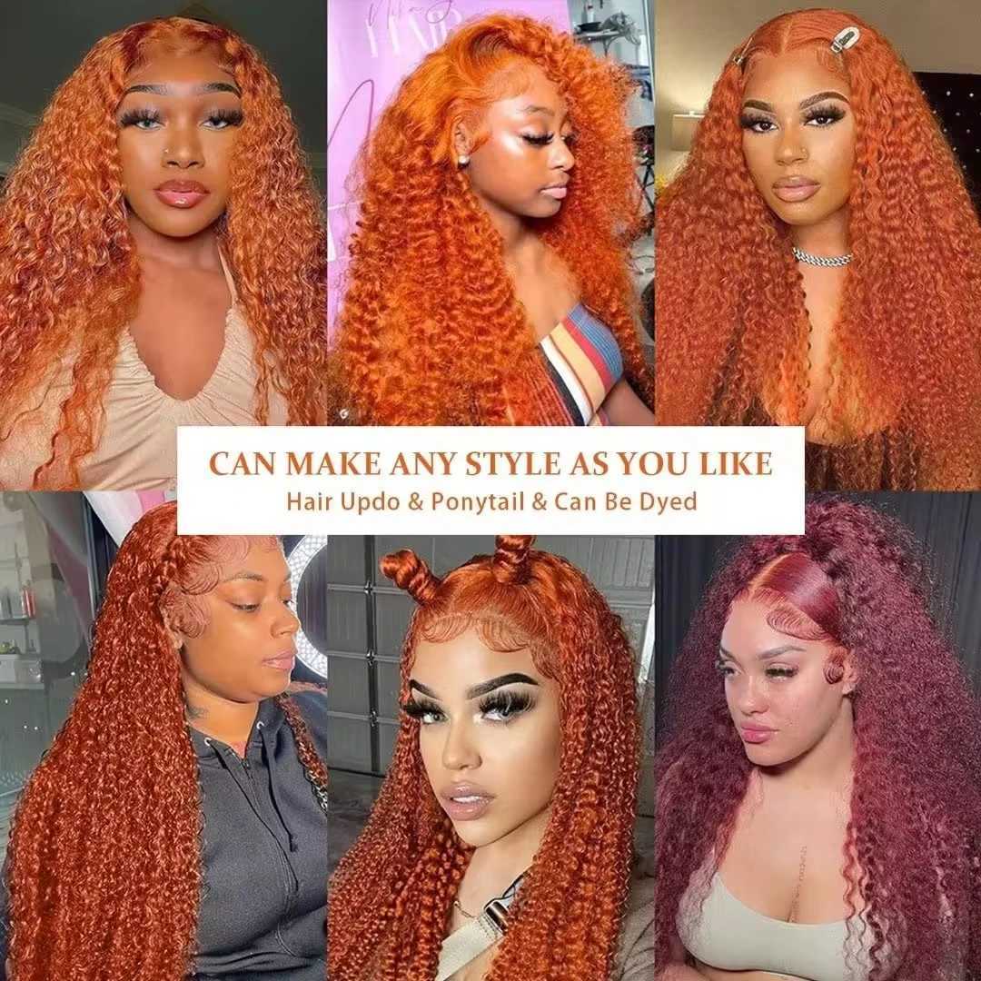 Ginger Hd Lace Wig 13x6 Human Hair Wigs 30 36 Inch 13x4 Deep Wave Frontal Wig Brazilian Orange Curly Human Hair Wigs For WomenXJ241008