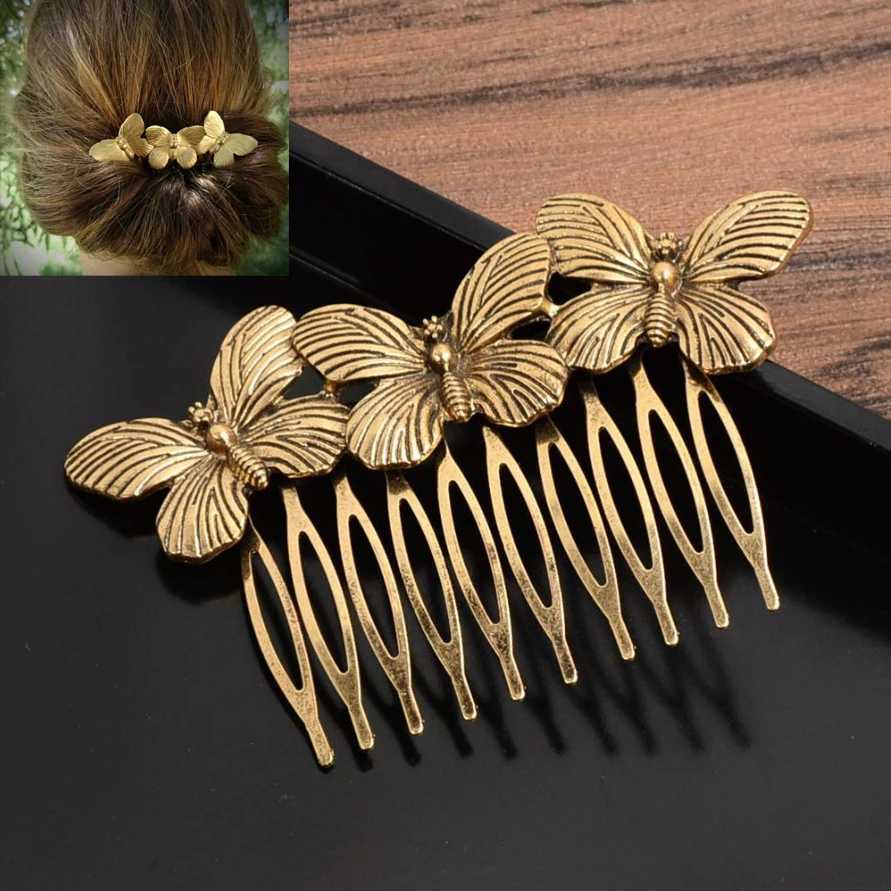 Female hair comb metal butterfly bride hair clip decoration fashion jewelry wedding hair accessories wholesale W241007