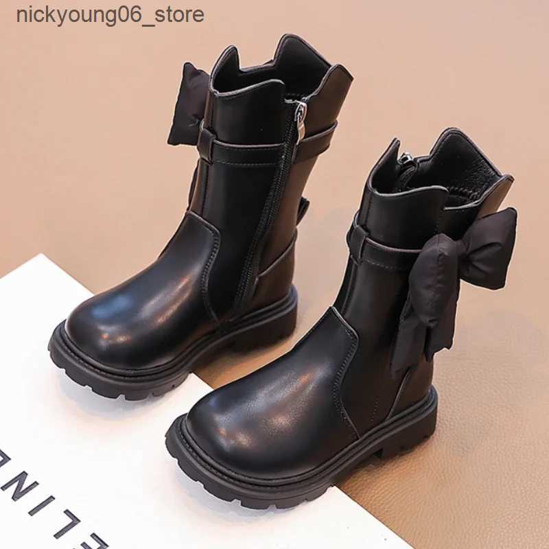 Boots Winter Kids Fashion Boots Sweet Chic Girls Causal Princess Mid-calf Boots Fashion Warm Versatile Children Cotton Boots Non-slip L240910