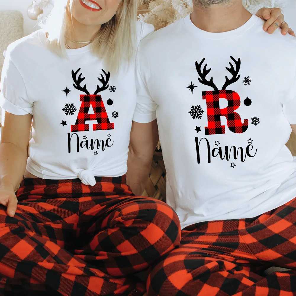 Family Christmas name shirt monochrome family Christmas shirt personalized Christmas dad mom child matching T-shirt W241008