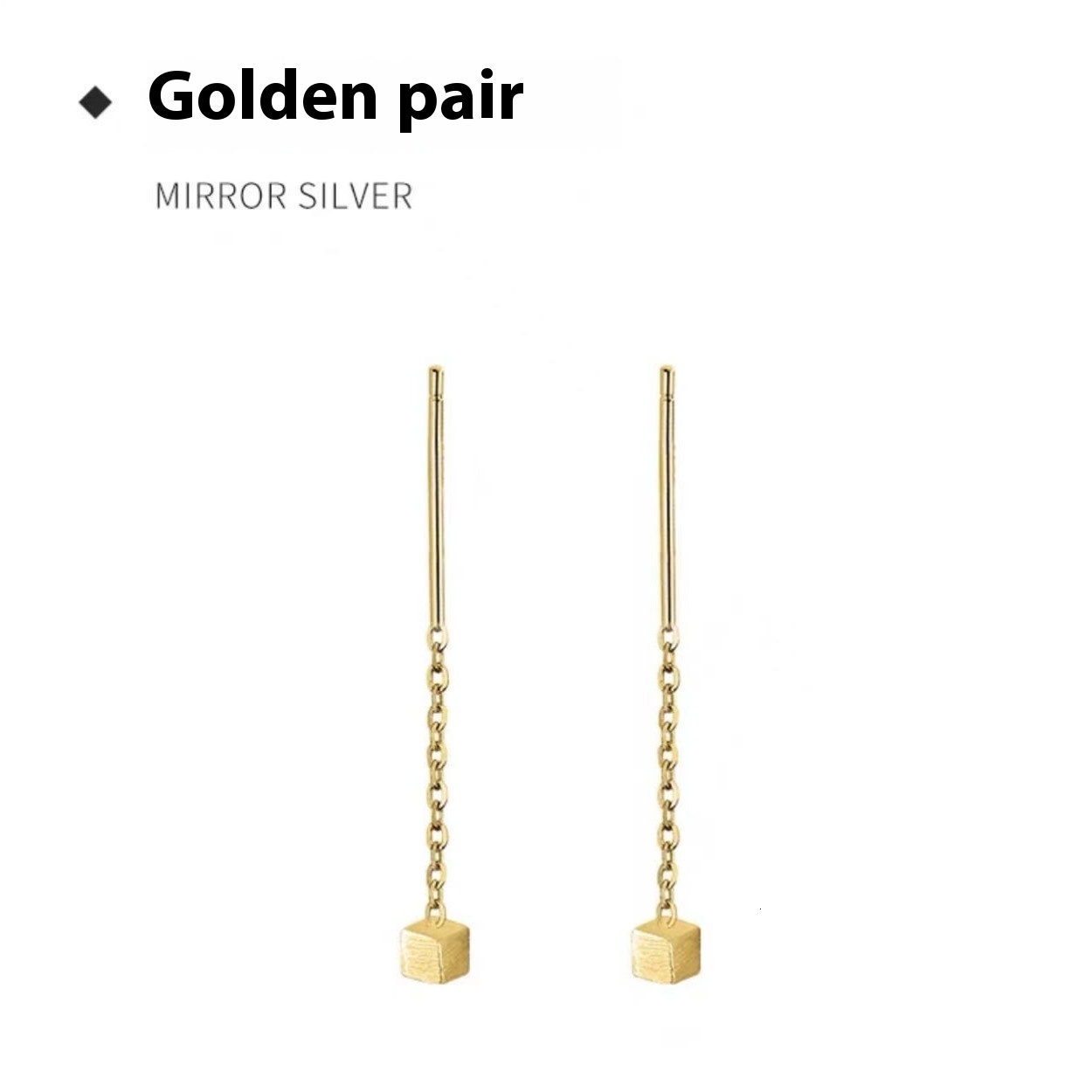 Pure sier needle for women, simple cool style, small square, sleeping without taking off the ear , stylish and trendy earrings