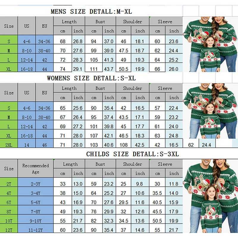 Match Christmas sweaters for families adults children cartoon reindeer prints round neck long sleeved zippers winter streetwear W241008
