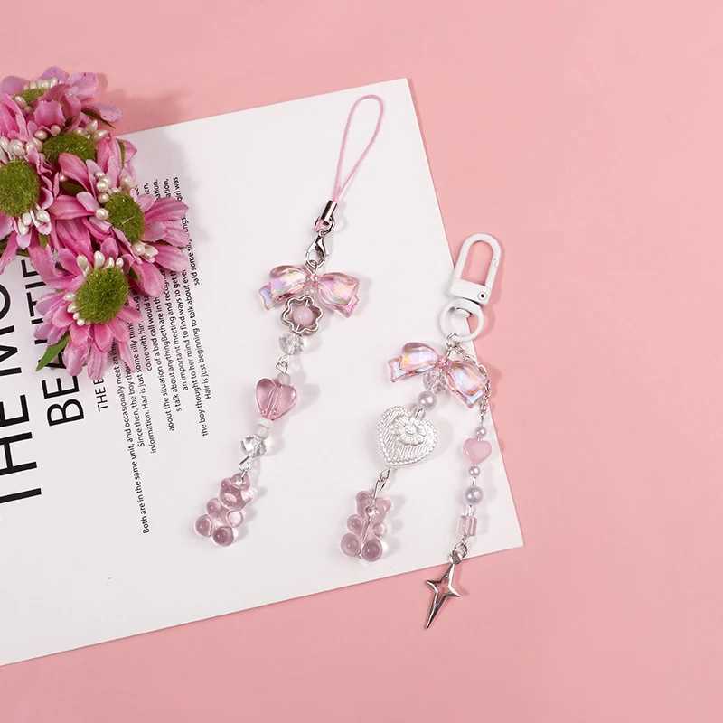 Y2K Phone Charm Bow Heart Star Keychain Pendant Kawaii Key Chain Bag Phone Chain Cute Accessory For Girls Women JewelryX241008