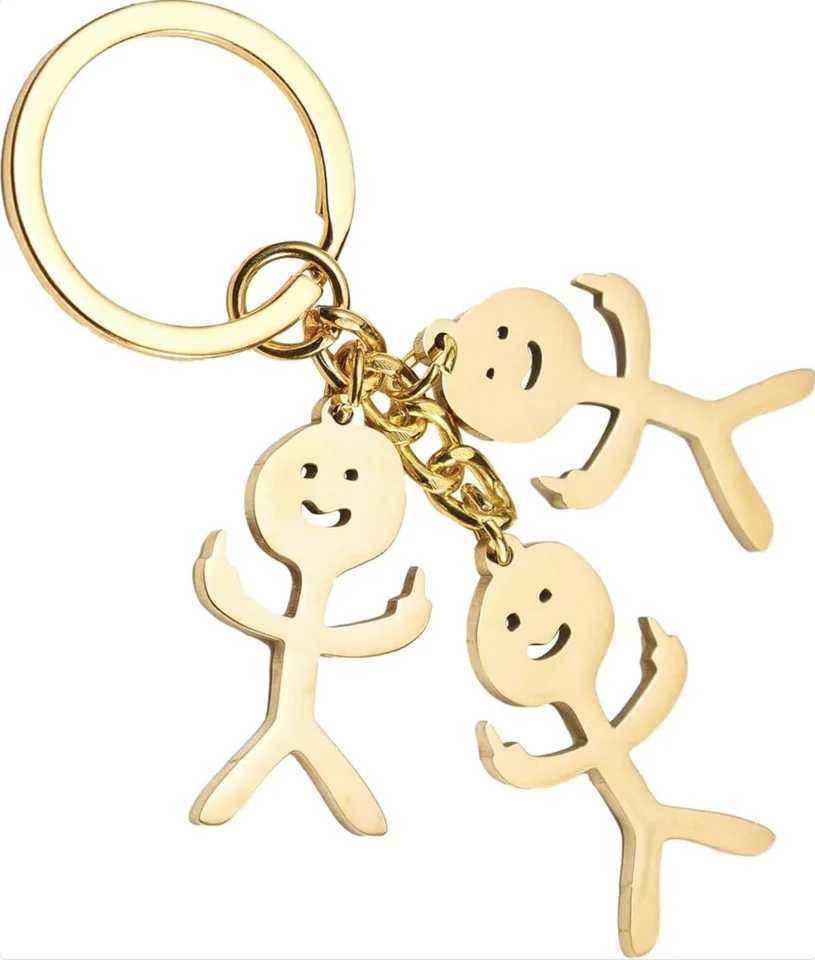 Colorful and Sparkling Fun Graffiti Stainless Steel Keychain with Middle Finger Keyring Long Distance Friendship BFF Matching JX241008