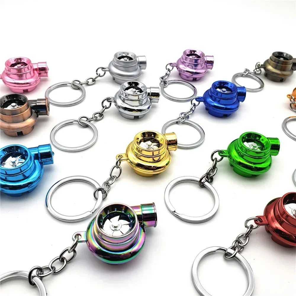 Car Turbo Spinner Keychain with Real Sound and Light Mini Turbocharger Key Chain for Car Keys Accessories Moto Turbine KeyringX241008