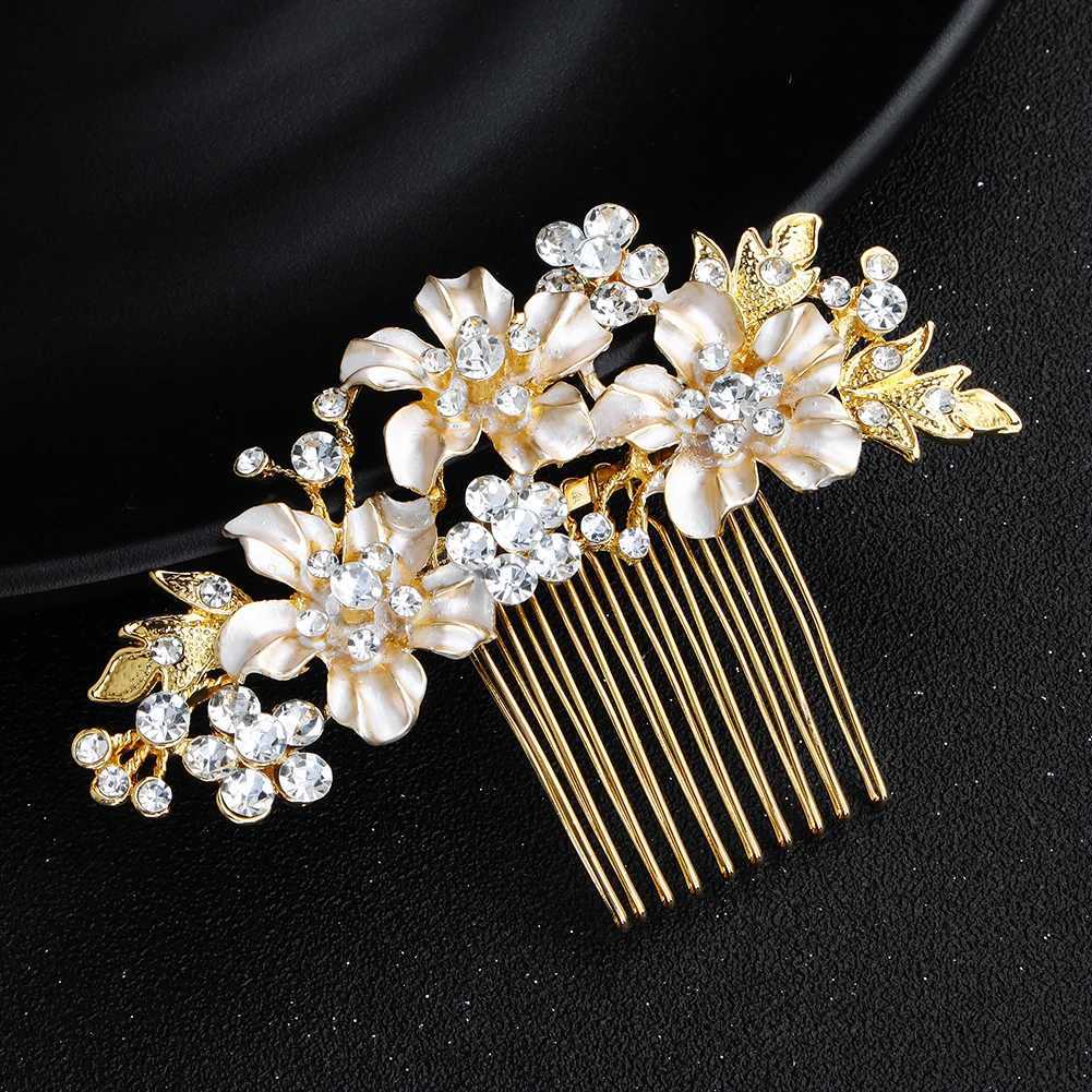 Gold/Silver Metal Hair Comb Handmade Wedding Hair Comb Bridal Flower shaped Hair Clip Wedding Accessories W241007