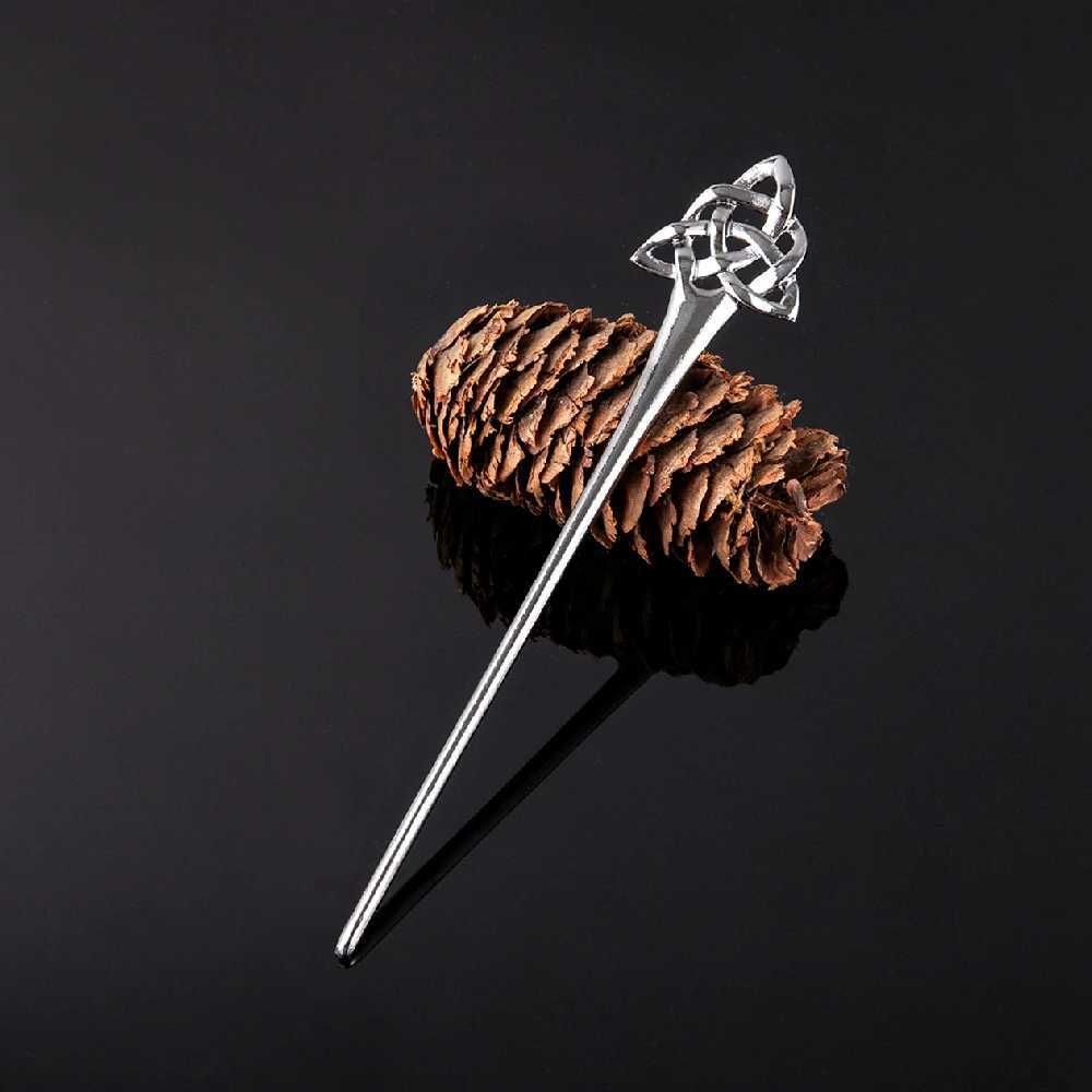 Vintage Norwegian Celtic knot hair clip medieval womens antique silver plate hair clip Viking jewelry hair accessory Icelandic accessories W241007