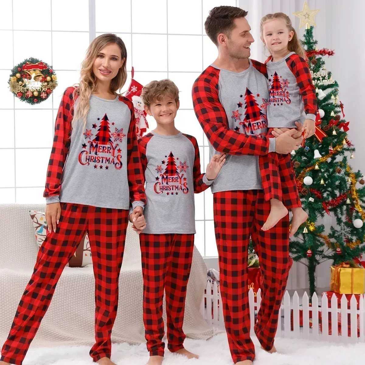 Christmas Pajama Set suitable for familycouplechildrenCh ristmastr eepr intingwa rman dso ftho mecl othesma tchingse tfo rpa rentsan dch ildrenCh rist